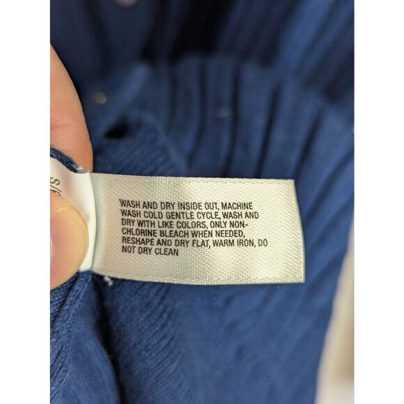 Gap Cardigan Sweater Womens XL Blue Silk Cotton Ribbed Knit Soft Cozy Grampa - Picture 6 of 8